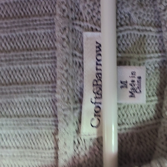 Croft & Barrow Gray + White Stripped Cowl Neck Sweater - Picture 4 of 5